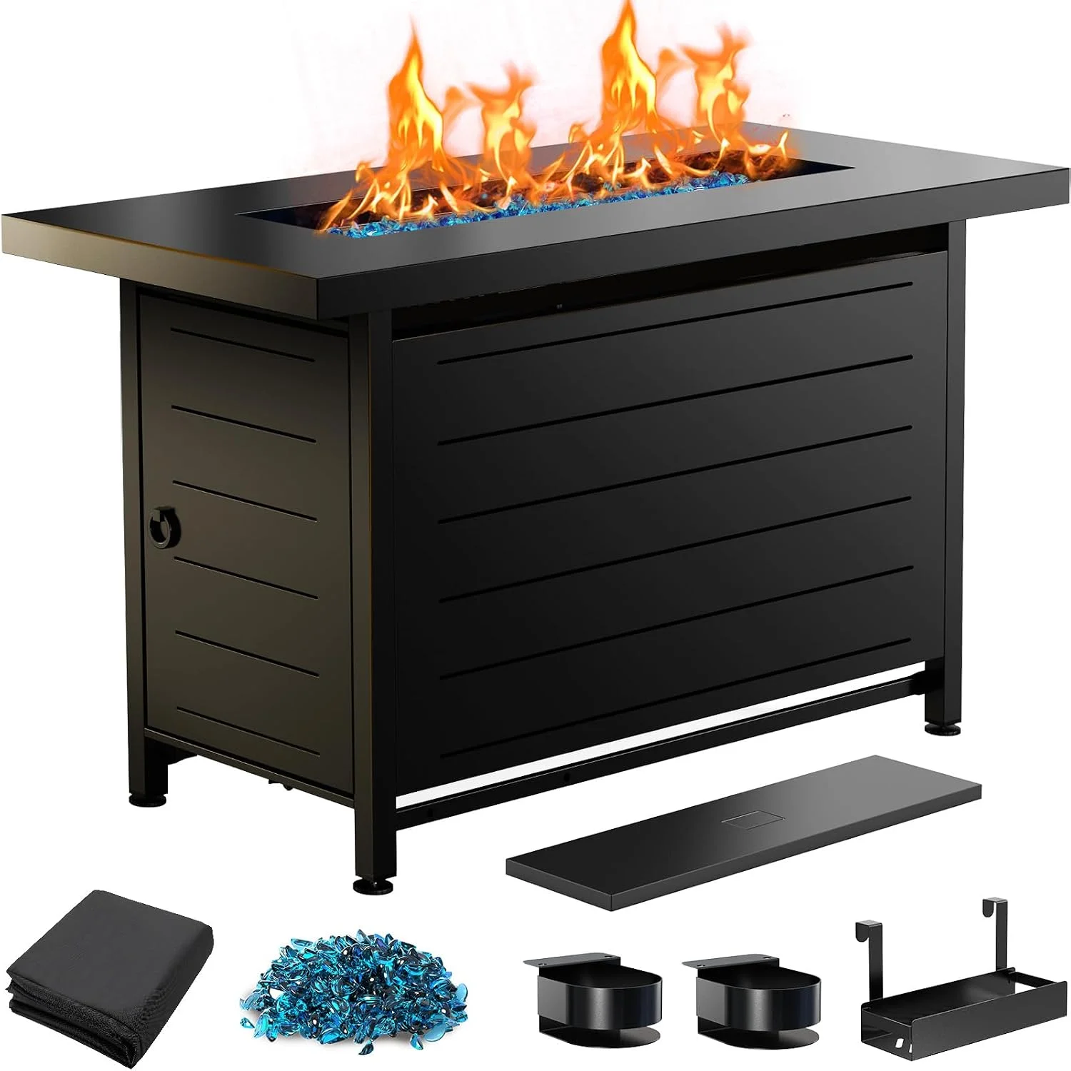 Large Propane Fire Pit 19 Inch, Gas Fire Pit with Grill Grate, Folding Legs, 58, 000 BTU - Image 2