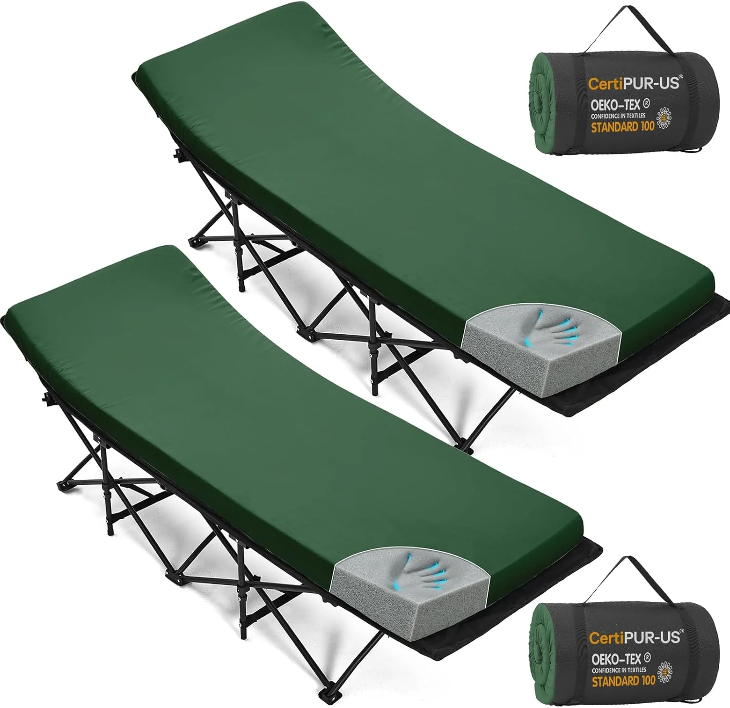 Camping Cot Pad 2 Inch Memory Foam, Camping Pad for Folding Cot and Foldable Cot, Portable Roll Up Camp Gear for - Image 2