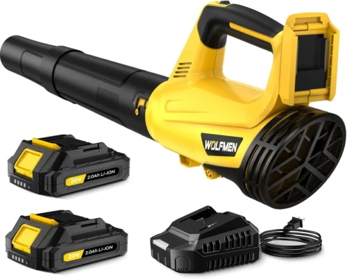 Blower, Electric Cordless Leaf Blower with 2 Batteries and Charger, 2 Speed Mode