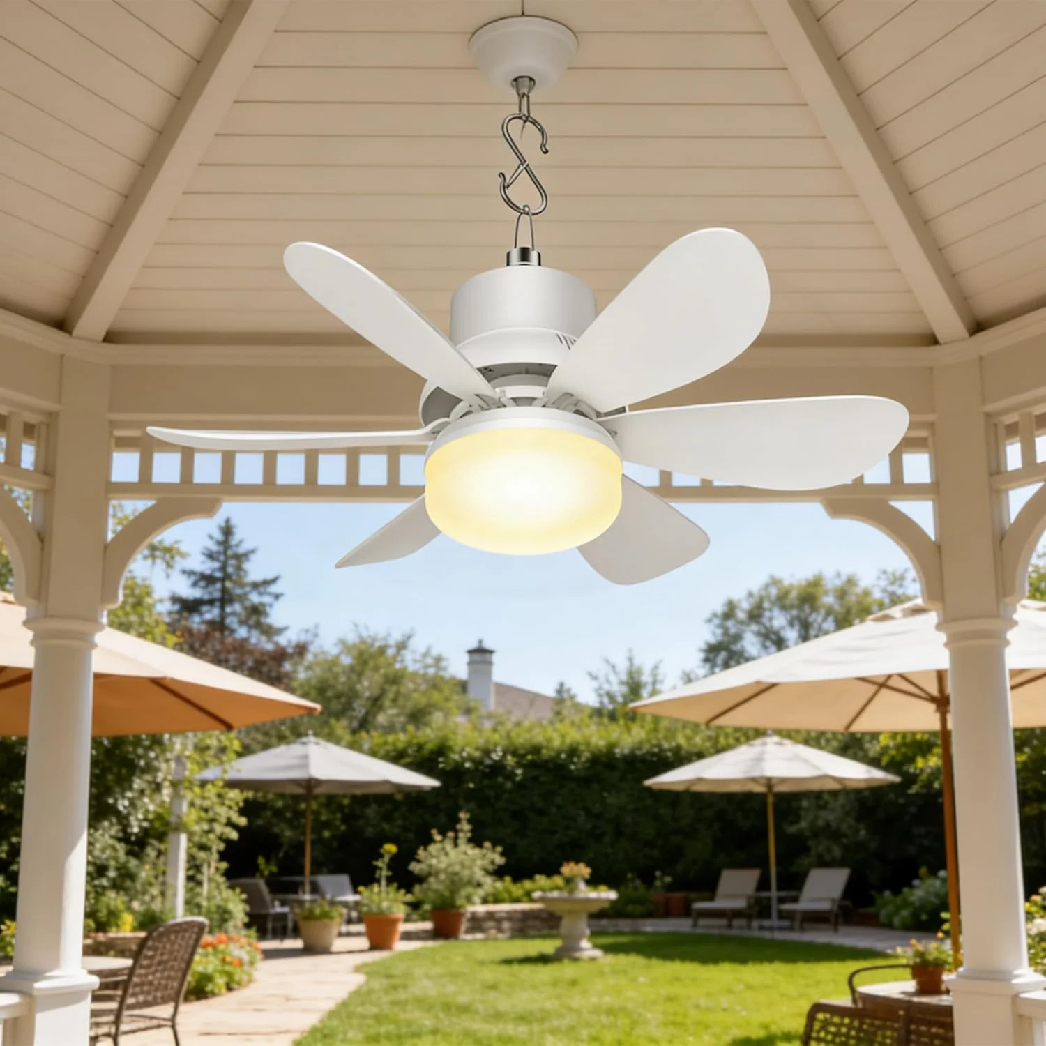 Fan for Gazebo with Light, 18000mAh Rechargeable Solar Powered Patio Ceiling Fan with Remote - Image 8