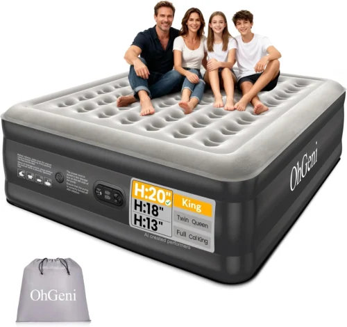 Alternative view of Air Mattress Queen with Built in Pump, 18 Raised Inflatable Blow Up Mattress, Upgraded Surface Portable Bed for