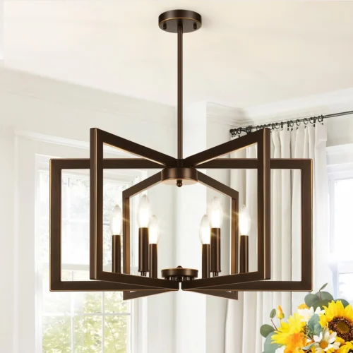 Alternative view of Height Adjustable Modern Matte Black Chandelier for Dining Room