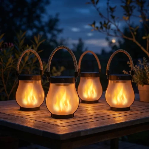 Alternative view of Lanterns Outdoor Waterproof 4 Pack, Outdoor Solar Lanterns with Flickering Flame Effect