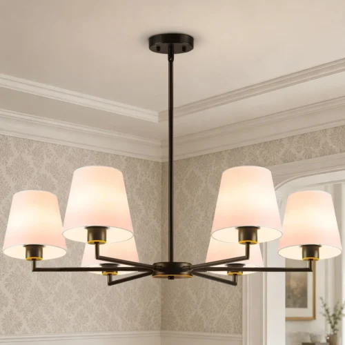 Gold Chandeliers for Dining Room, 6 Light
