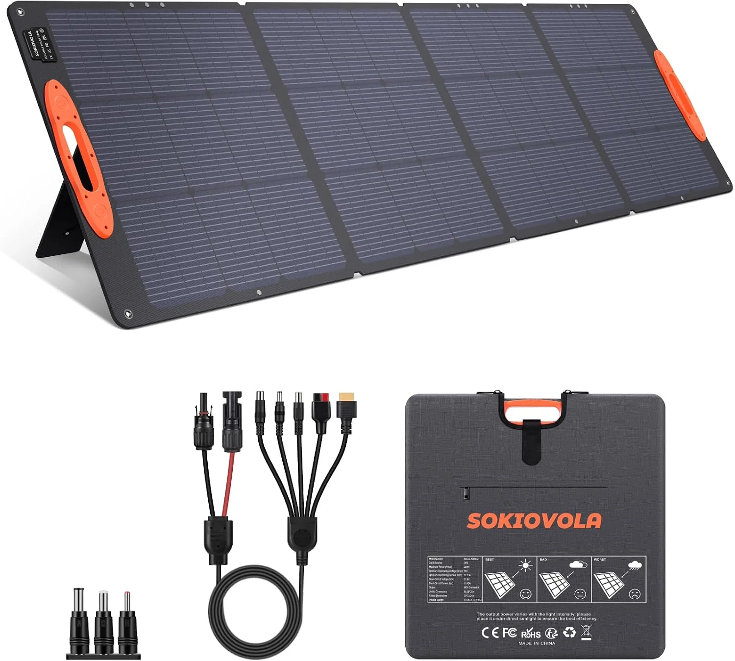 N-Type 16BB 220W Portable Solar Panel for EF/Jackery/Bluetti/Anker Power Station, IP68 Waterproof Foldable - Image 3