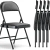 CHANGES Folding Chair 4 Pack, Comfy PU Leather Padded Folding Chairs for Outside and Indoor