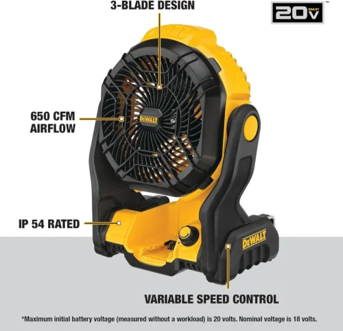 Alternative view of 20V MAX Portable Fan, Battery Powered Rechargeable Cordless Shop Fan, Up to 4.5 Hrs Runtime, 650 CFM