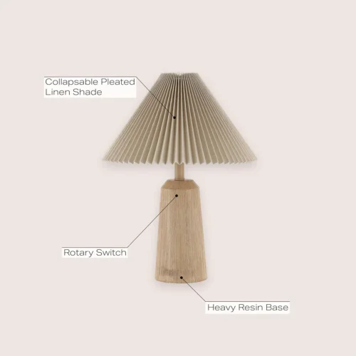 Alternative view of Y 20.5 Beige Wood Finish Resin Cylinder Table Lamp Modern Rustic Scandinavian Bedside Lamp for Living Room