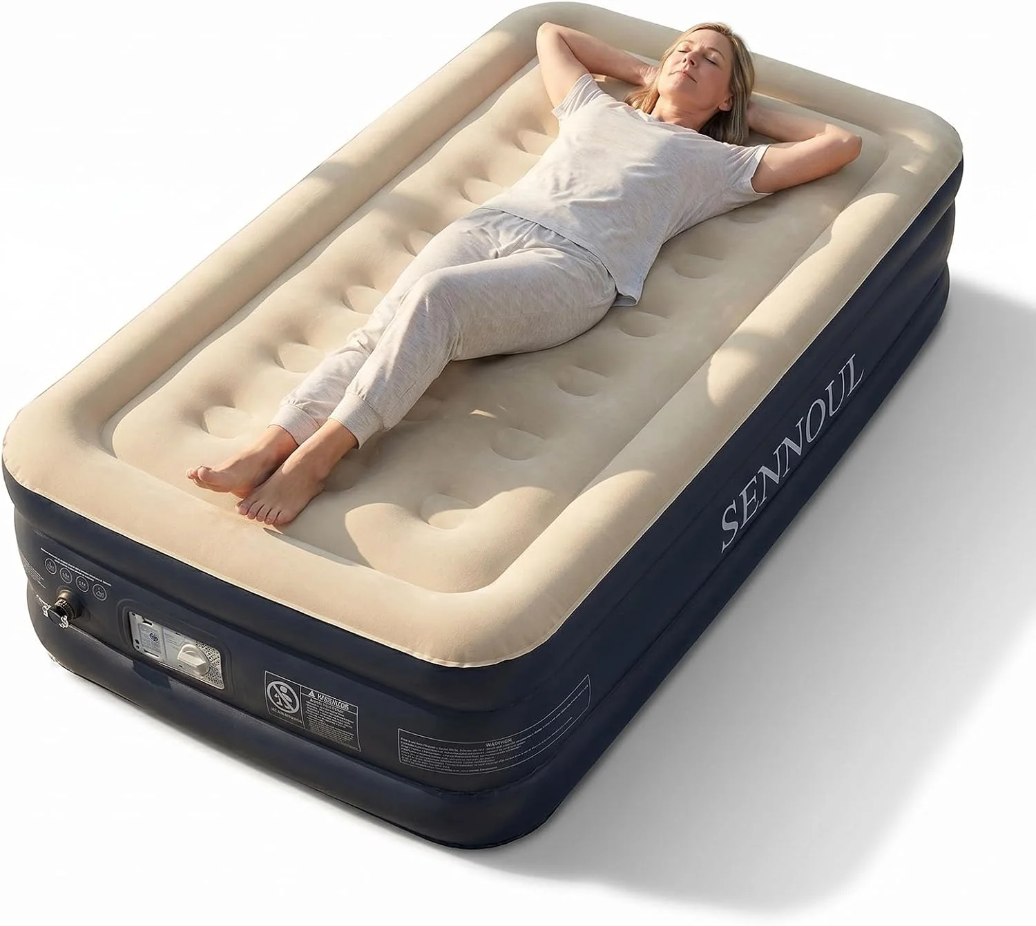 Air Mattress Queen with Built in Pump, Inflatable Mattress Blow Up Mattress 18 Raised Comfort - Image 6