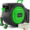 Garden Hose Reel, 1/2 in x 100 ft Automatic Slow Rewind System & Any Length Lock, Heavy Duty Wall-Mounted