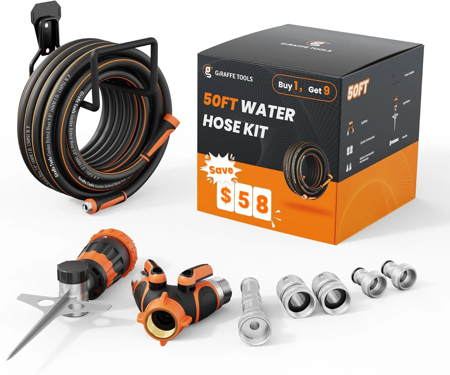 Tools Garden Hose 5/8, Water Hose Heavy Duty, 100ft Male to Female Fittings, Burst 600 PSI - Image 6