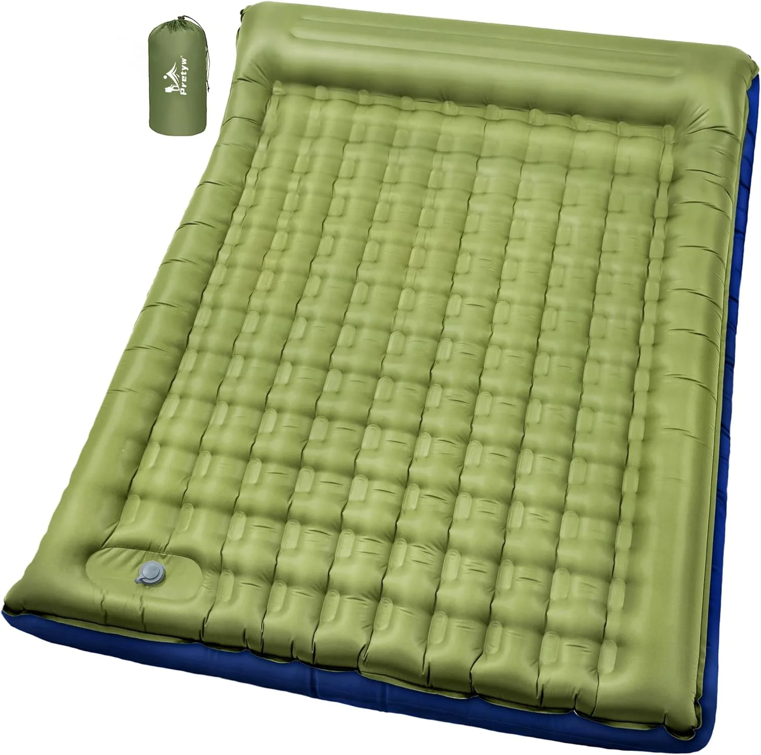 Double Sleeping Pad for Camping, 5.5 Ultra-Thick Camping Mattress with Pillow, Built-in Foot Pump