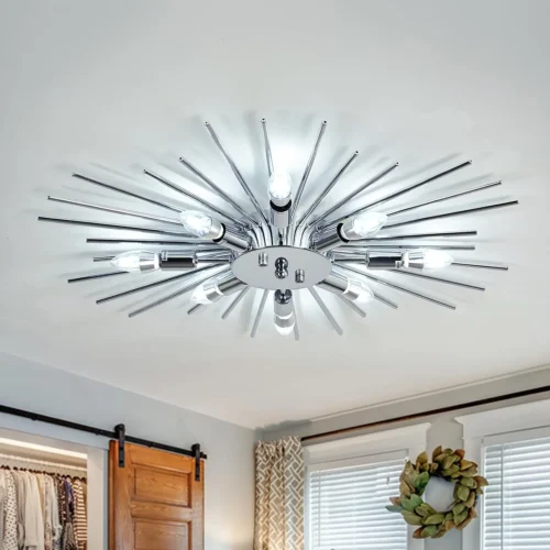 Alternative view of Semi Flush Mount 8 Light Ceiling Light Modern Metal Ceiling Lighting Gold Light Fixture Chandelier for