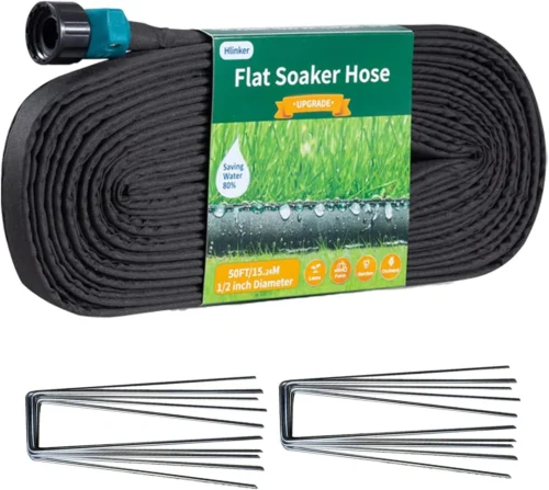 Alternative view of 2026 Flat Soaker Hose 200 ft (50ft 4Packs) with Stake for Garden, Linkable Drip Hose Diy Automates Garden