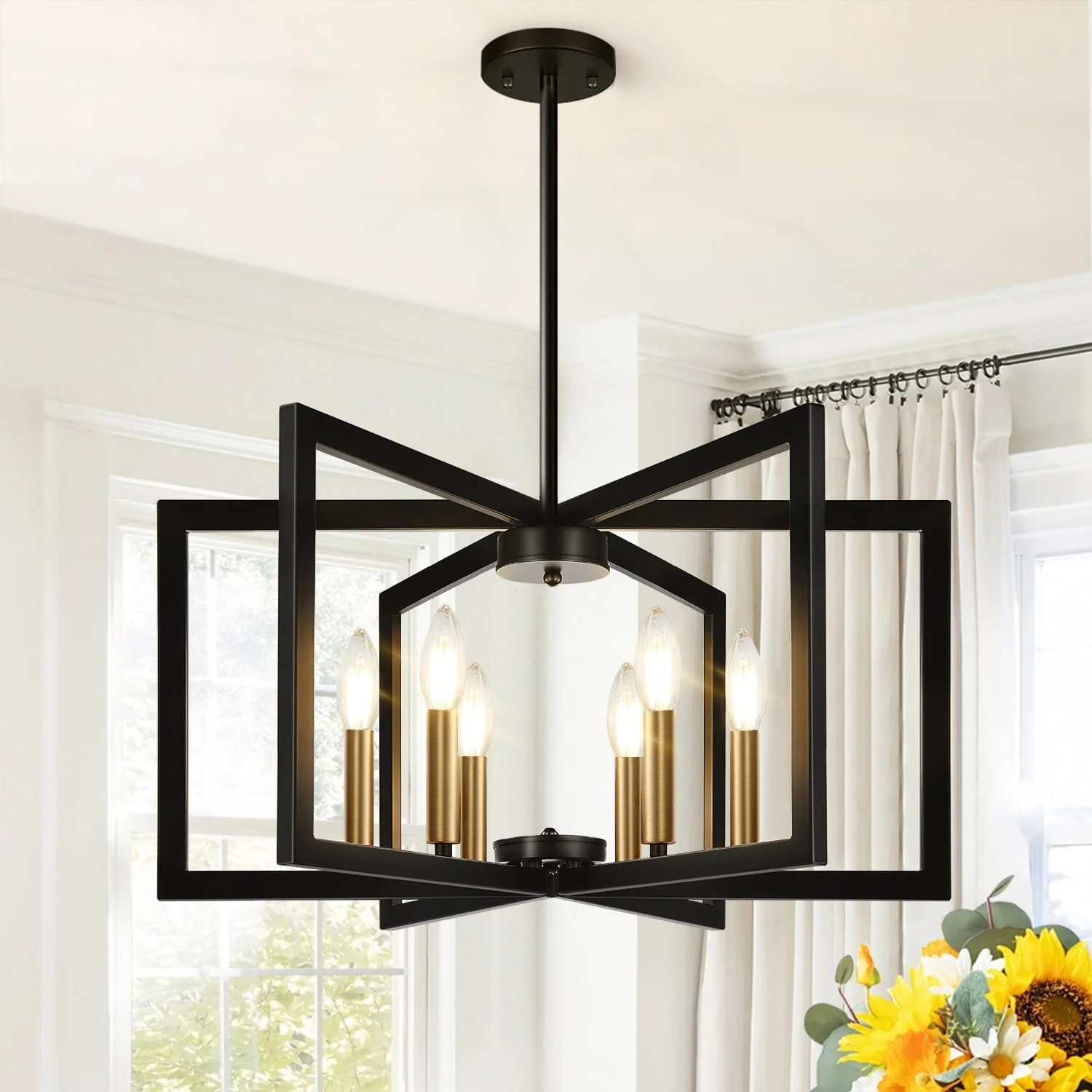 Height Adjustable Modern Matte Black Chandelier for Dining Room - Image 5