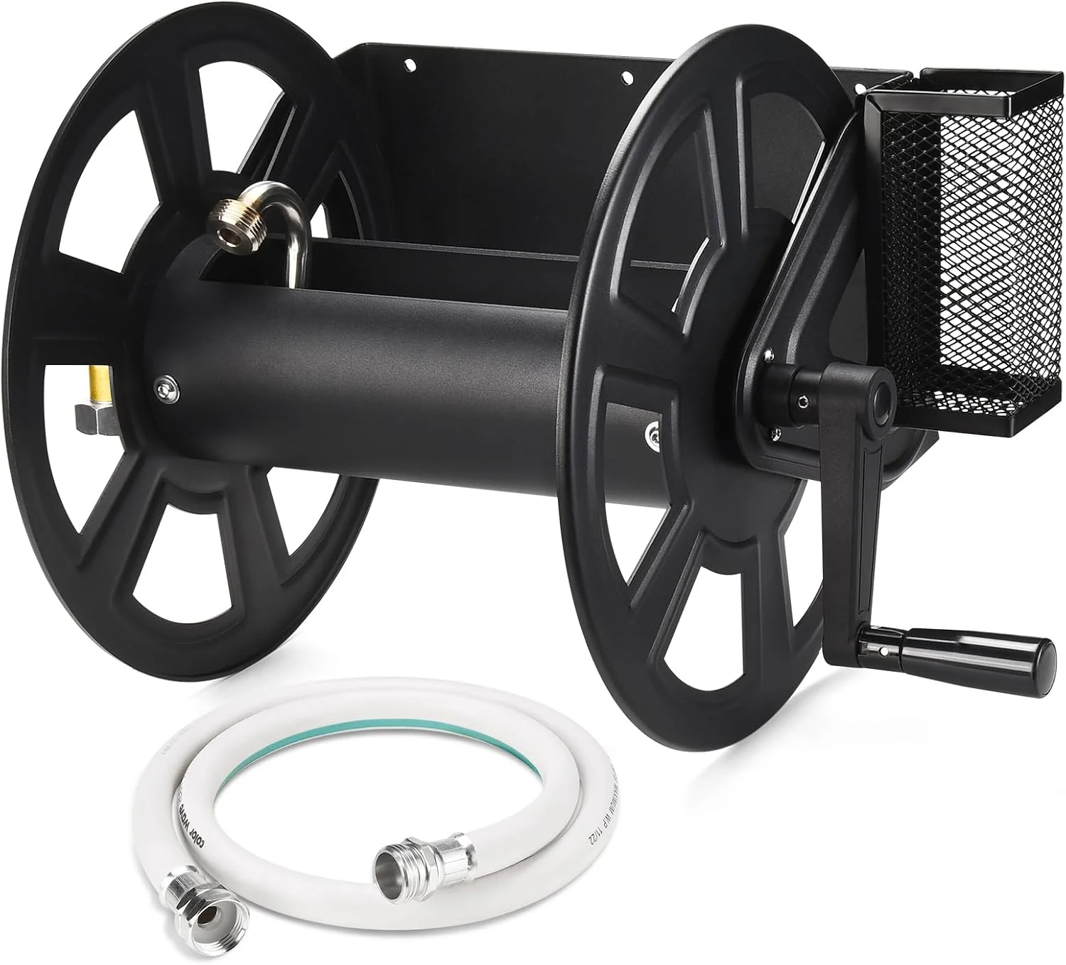 Garden Wall Mounted Hose Reel, Metal Hose Reel, Holds 125ft of 5/8-Inch Hose(Not equipped)
