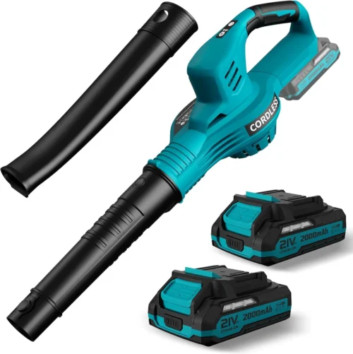 Blower Cordless 21V Electric with 2 Batteries and Charger Lightweight - For Yard Cleanup
