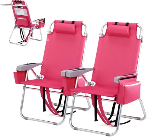 Alternative view of Tall Beach Chair 2 Pack Lightweight, Backpack Beach Chair for Adults with 5-Position, Lightweight Folding Beach