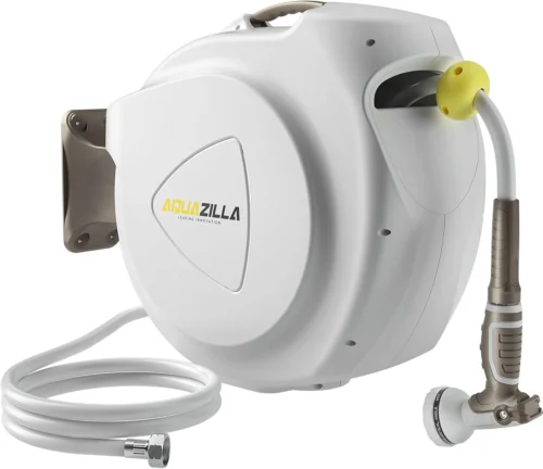 Garden Hose Reel, 5/8 in 100+6 ft, Heavy Duty Wall Mounted Water Hose Reel, 180?? Swivel Bracket