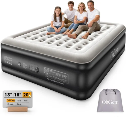 Air Mattress Queen with Built in Pump, 18 Raised Inflatable Blow Up Mattress, Upgraded Surface Portable Bed for