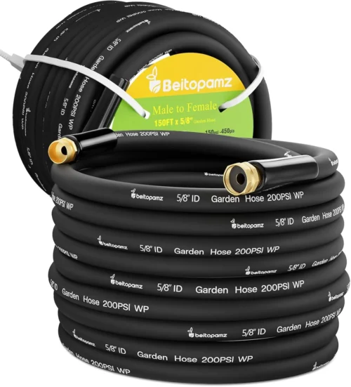 100 ft Garden Hose, 5/8 in Heavy Duty Water Hose, Male to Female 3/4'' Brass Fittings for Patio