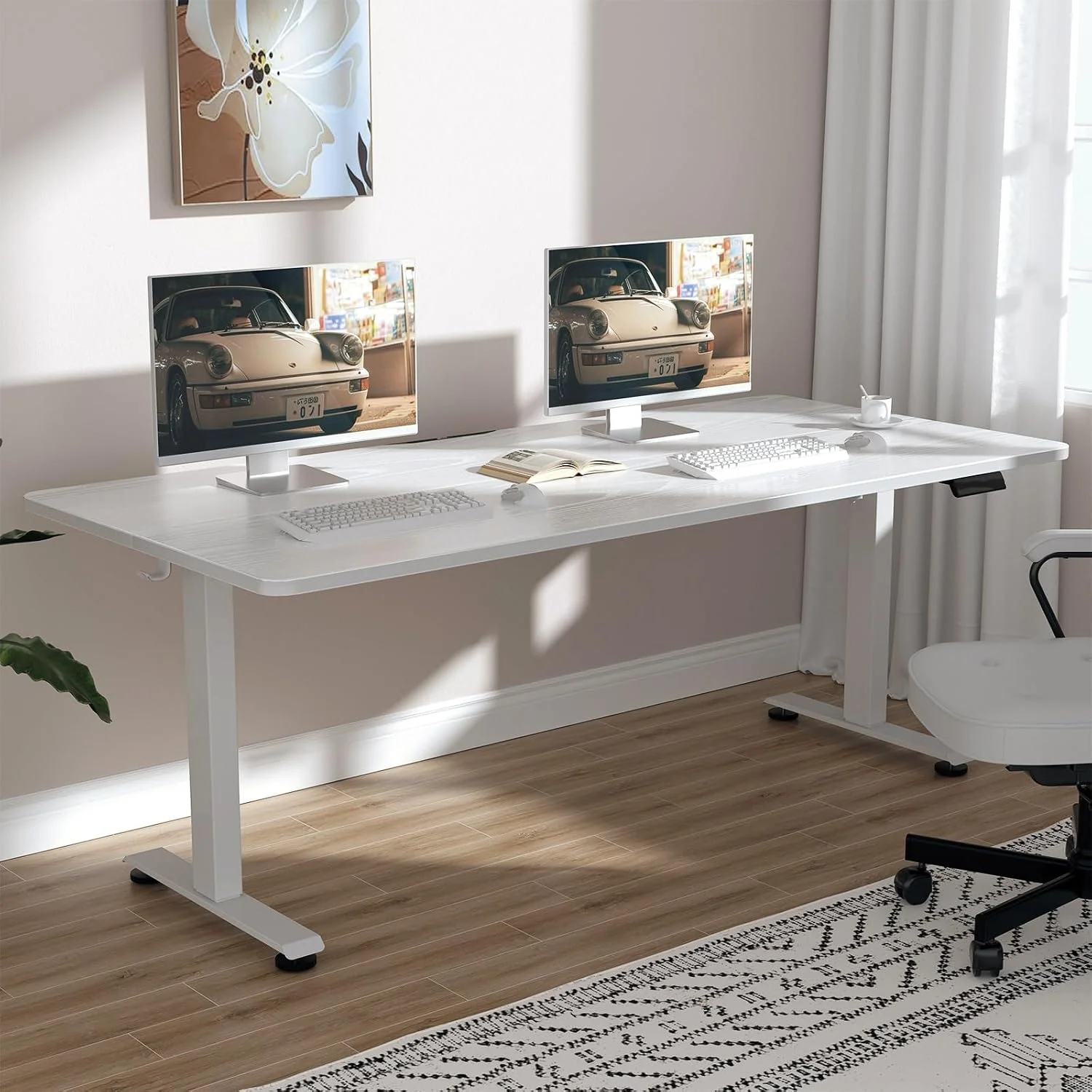 55 Inch Large Electric Standing Desk, Gaming Table, Height Adjustable Sit Stand Up Computer Tables for Home Office - Image 3