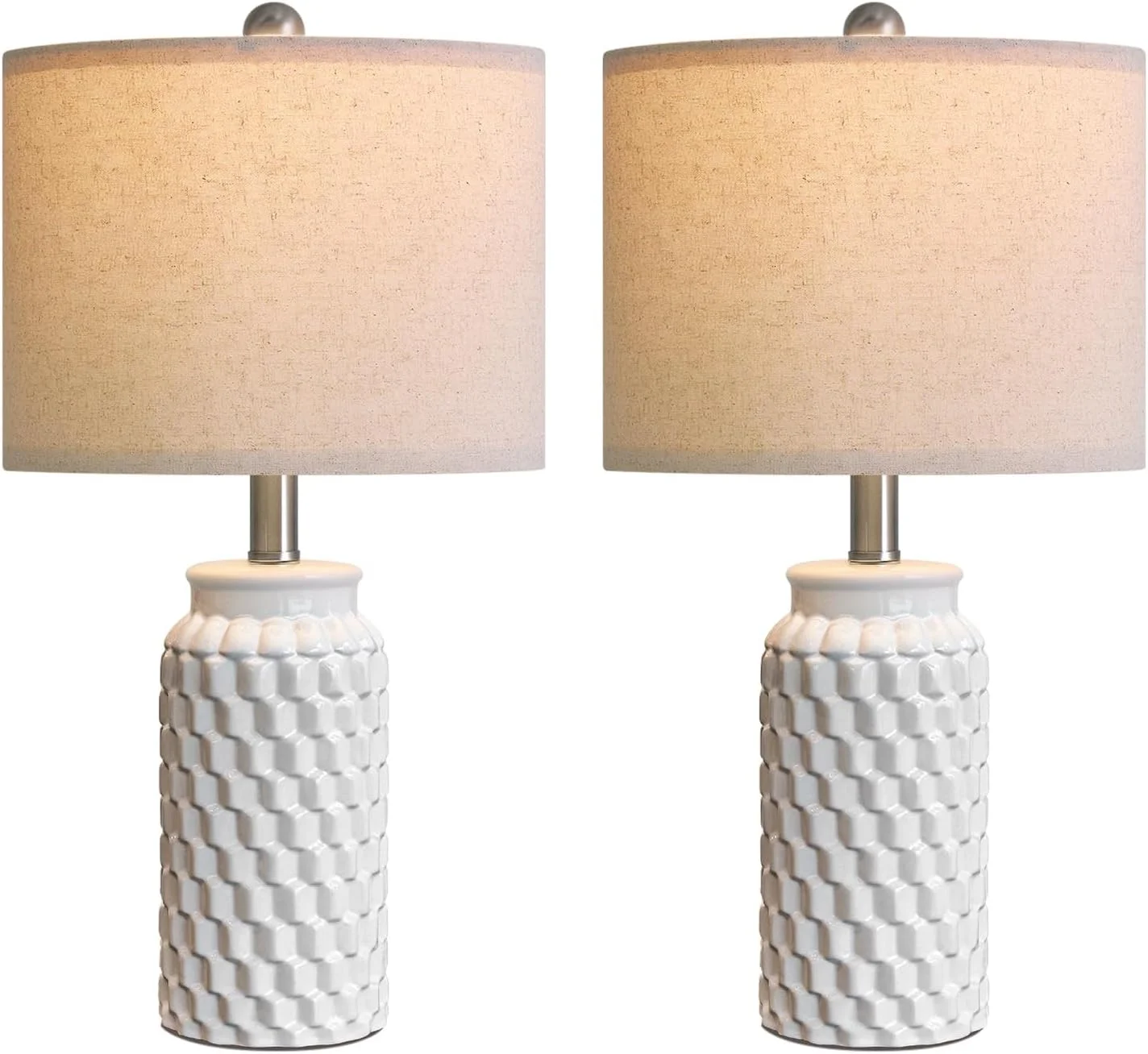 20.5 Small Bedside Lamp Set of 2 with 5FT Cord, Green Ceramic Modern Farmhouse Table Lamps for Nightstand - Image 4