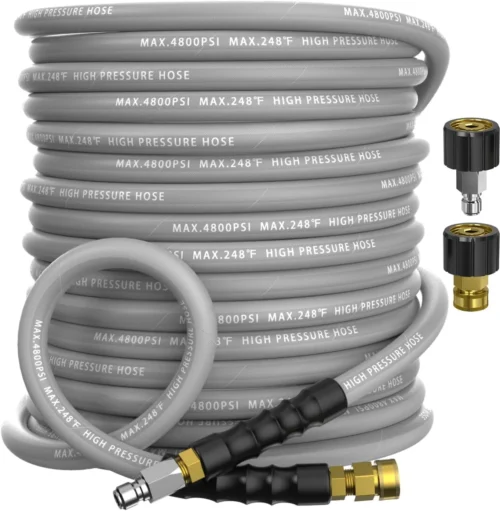 Alternative view of 3/8 Pressure Washer Hose 50FT 4800 PSI, Kink Resistant Steel Braided Layer & NonMarking Rubber for Hot/Cold