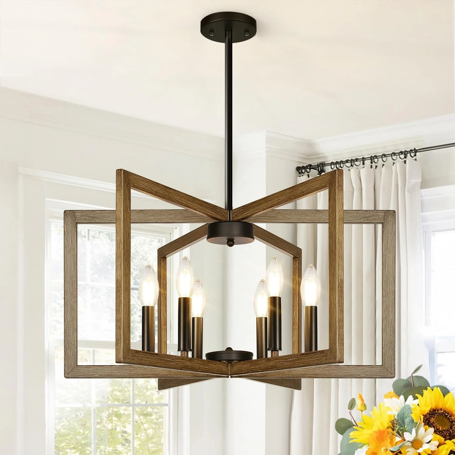 Height Adjustable Modern Matte Black Chandelier for Dining Room - Image 8