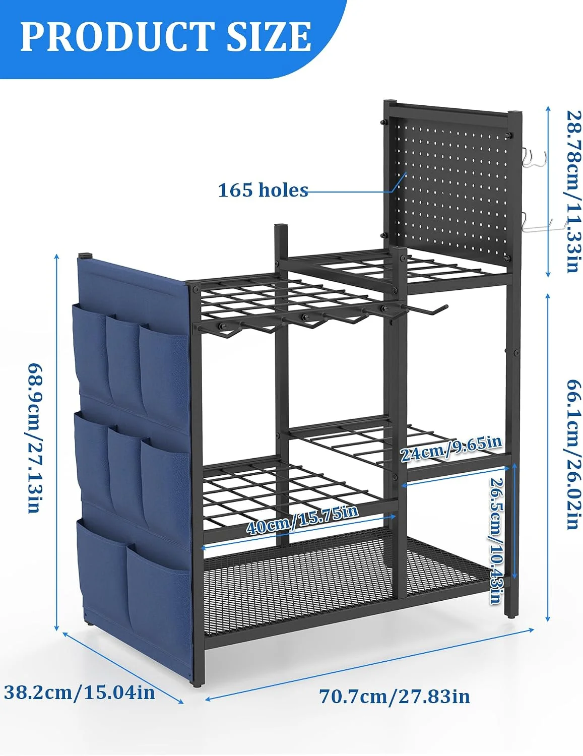 Garden Tool Organizer with Pegboard, Yard Tool Holder Standing for Garage Organization, Up to 30 - For Garage Organization - Image 2