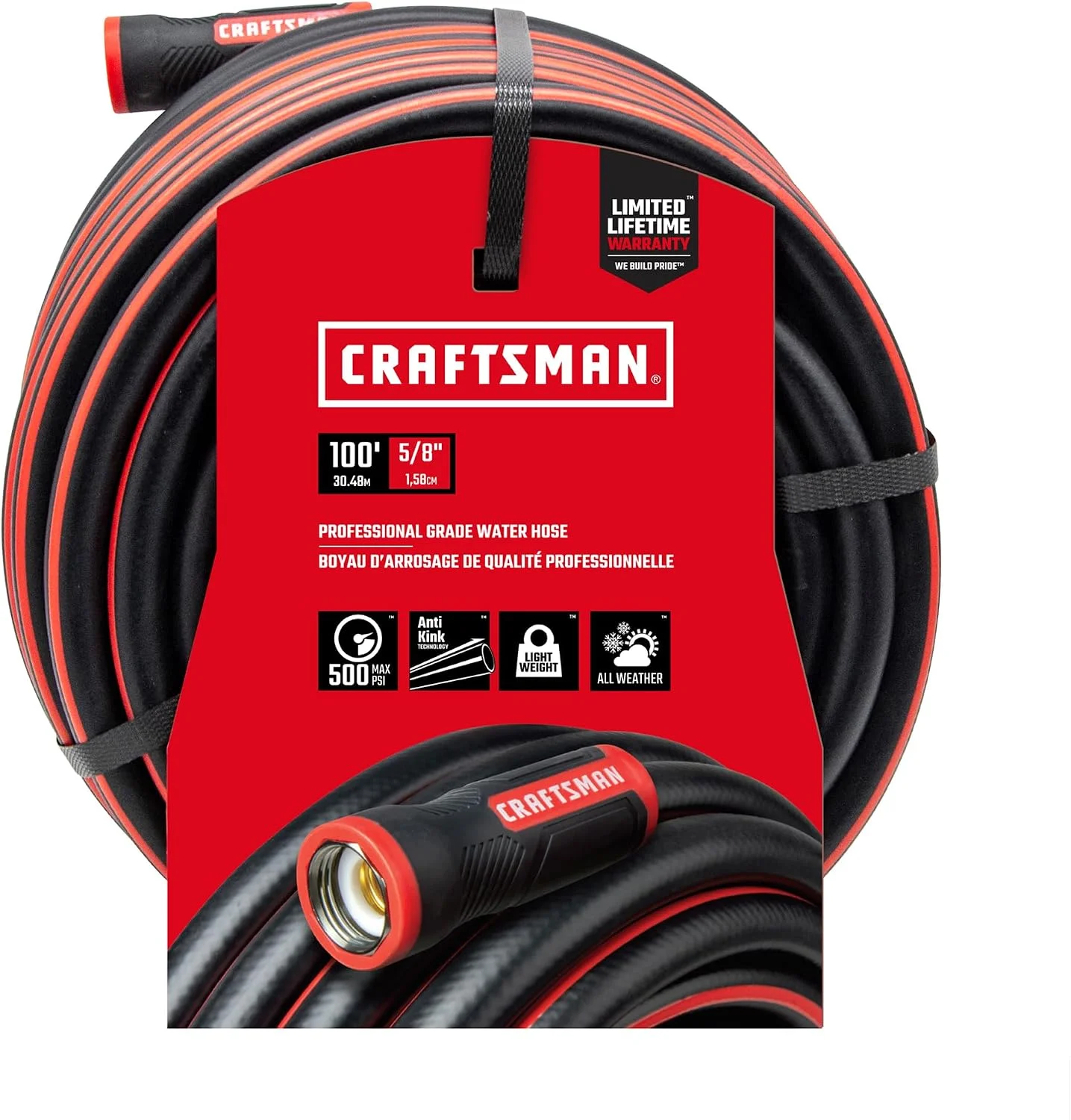 Heavy Duty Professional Grade Black Garden Hose, 100 Feet x 5/8 Inch - Image 2