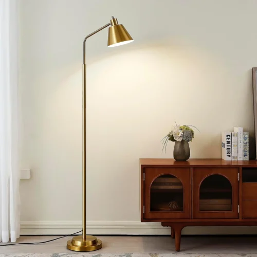65.3 Floor Lamp, Adjustable Head, Bulb Included, Dual-Base Industrial Standing Lamp