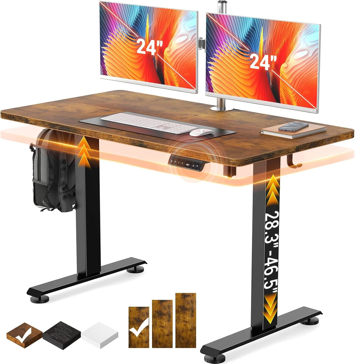55 Inch Large Electric Standing Desk, Gaming Table, Height Adjustable Sit Stand Up Computer Tables for Home Office - Image 4
