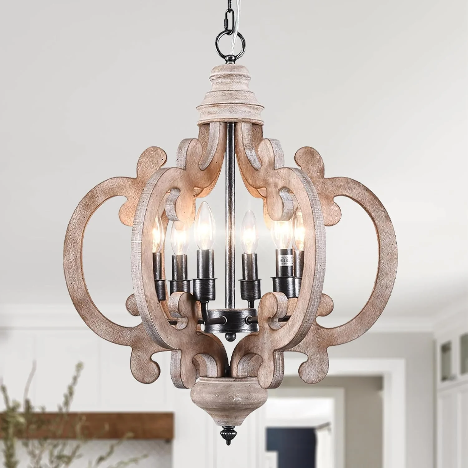 Wood Chandelier Light Fixture - Image 3