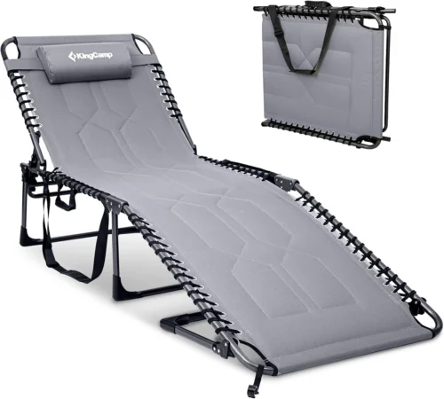Alternative view of Nook Oversized Tanning Chair, Extra-Wide Padded Folding Chase Lounge Chairs Portable Adjustable 5-Position 440lbs