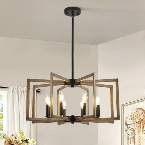 6-Light Gold Pendant Light, Modern Farmhouse Dining Room Light Fixtures Over Table