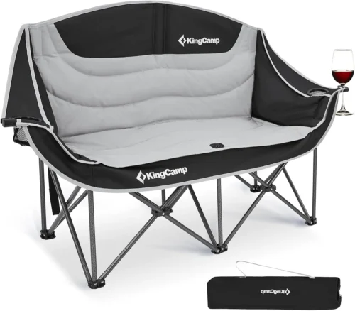 Double Camping Chair, Oversized Heavy Duty 660lbs Loveseat for Adults Portable Folding XL 2 Person Couch Padded