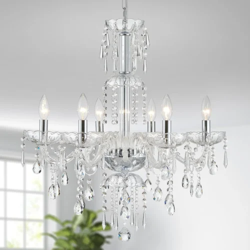 Alternative view of 5-Light Crystal Candle Chandelier Pendant Ceiling Light Modern Lighting Fixture for Bedroom Hallway Bar Kitchen