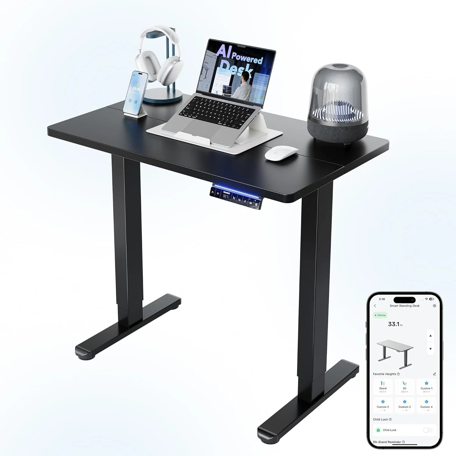 32 Small Electric Standing Desk Adjustable Height, 4 Memory Height Settings - Image 34