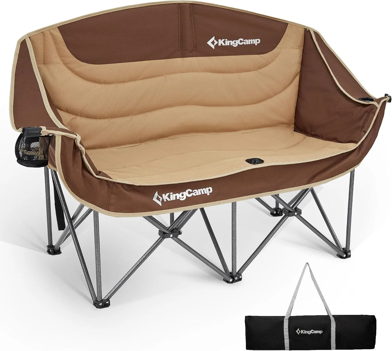 Double Camping Chair, Oversized Heavy Duty 660lbs Loveseat for Adults Portable Folding XL 2 Person Couch Padded - Image 6