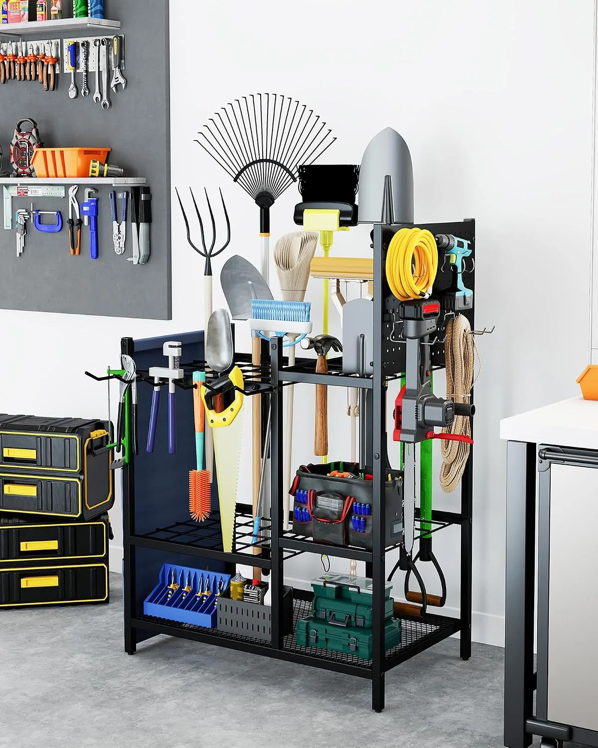 Garden Tool Organizer with Pegboard, Yard Tool Holder Standing for Garage Organization, Up to 30 - For Garage Organization - Image 7