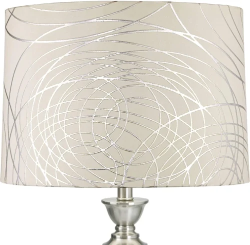 Alternative view of with Silver Circles Large Drum Lamp Shade (Pre-Assembled) 15 Top x 16 Bottom x 11 High (Spider) Replacement with