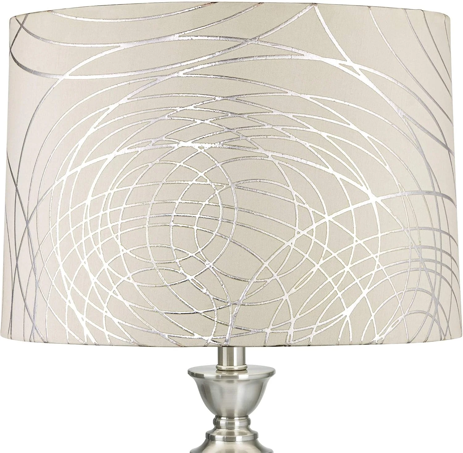 with Silver Circles Large Drum Lamp Shade (Pre-Assembled) 15 Top x 16 Bottom x 11 High (Spider) Replacement with - Image 2