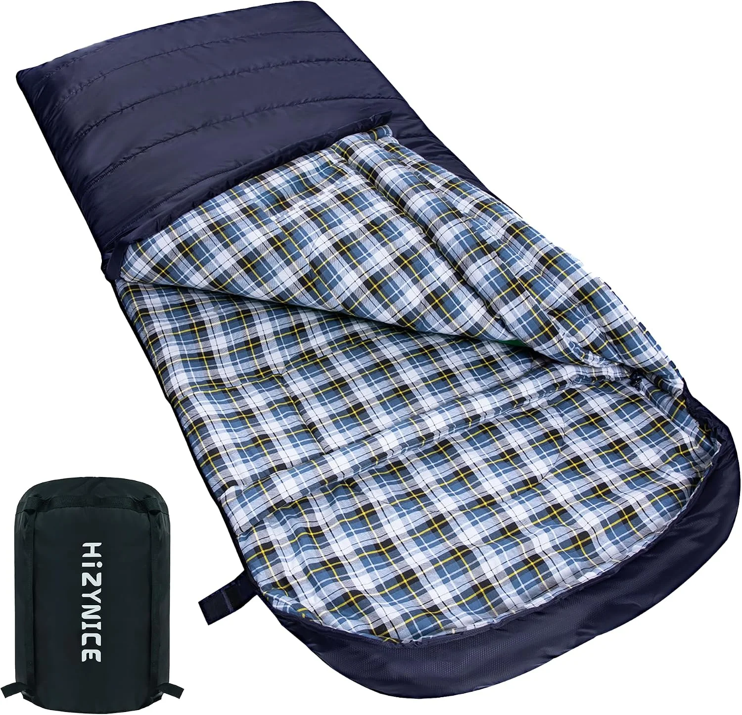 Nook Cold Weather Sleeping Bag 100% Cotton Flannel XXL for Adults Big and Tall, Free Compression Sack - Image 5