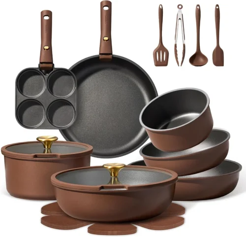 21pcs Pots and Pans Set, Nonstick Cookware Set Detachable Handle