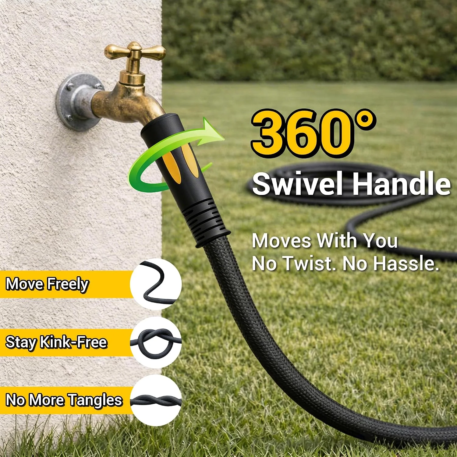 Garden Hose 100 ft, Heavy Duty 100ft Non-Expandable Long Water Hose, 1/2 id x 100 Feet - Image 2