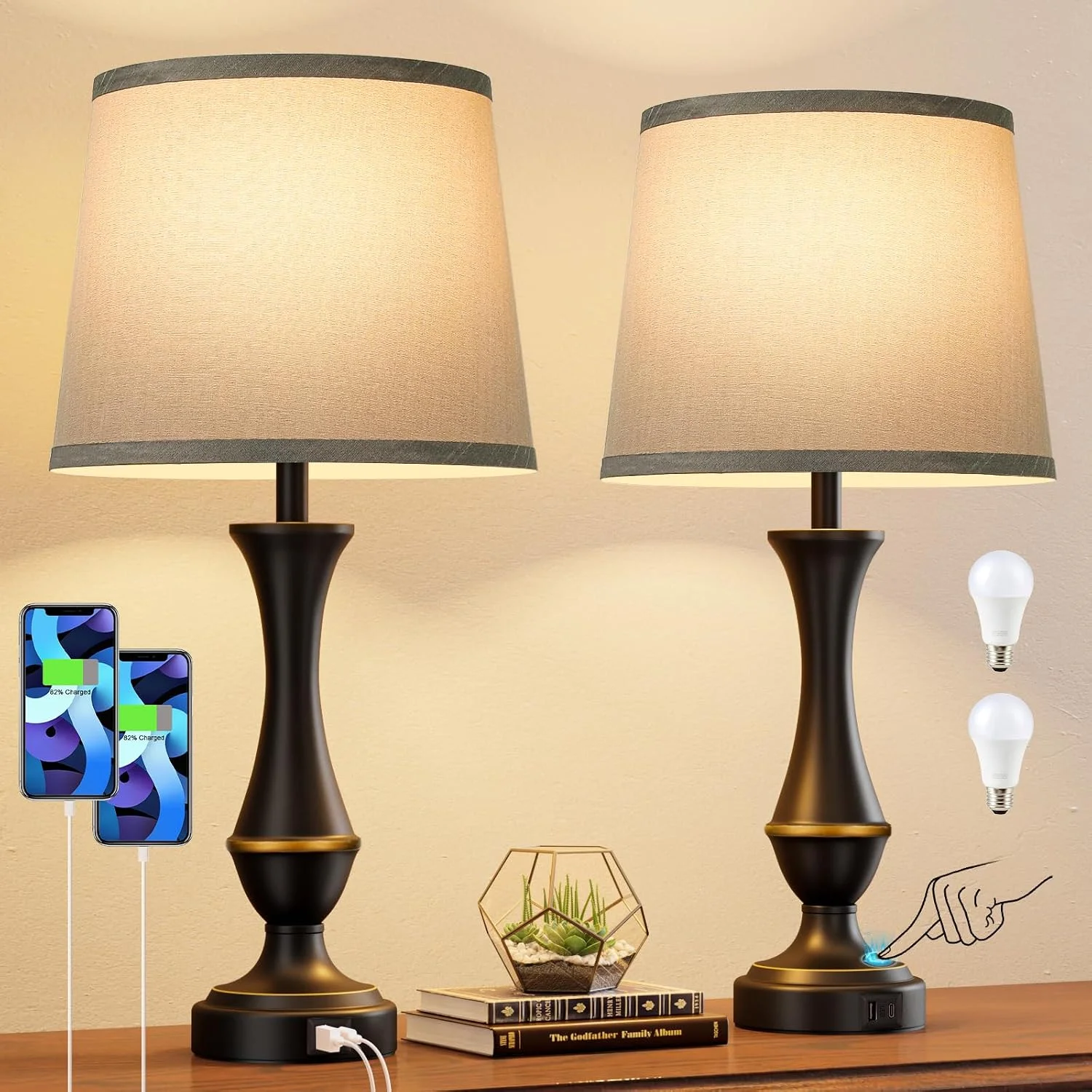 Touch Lamps for Nightstand, Dimmable, Bulb Included - Image 10