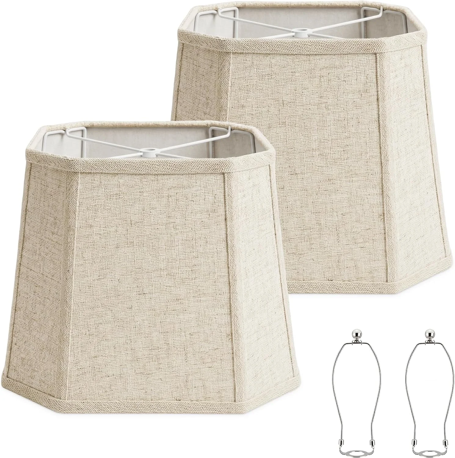 Linen Square Cut Corner Lamp Shades Set of 2 - Image 3