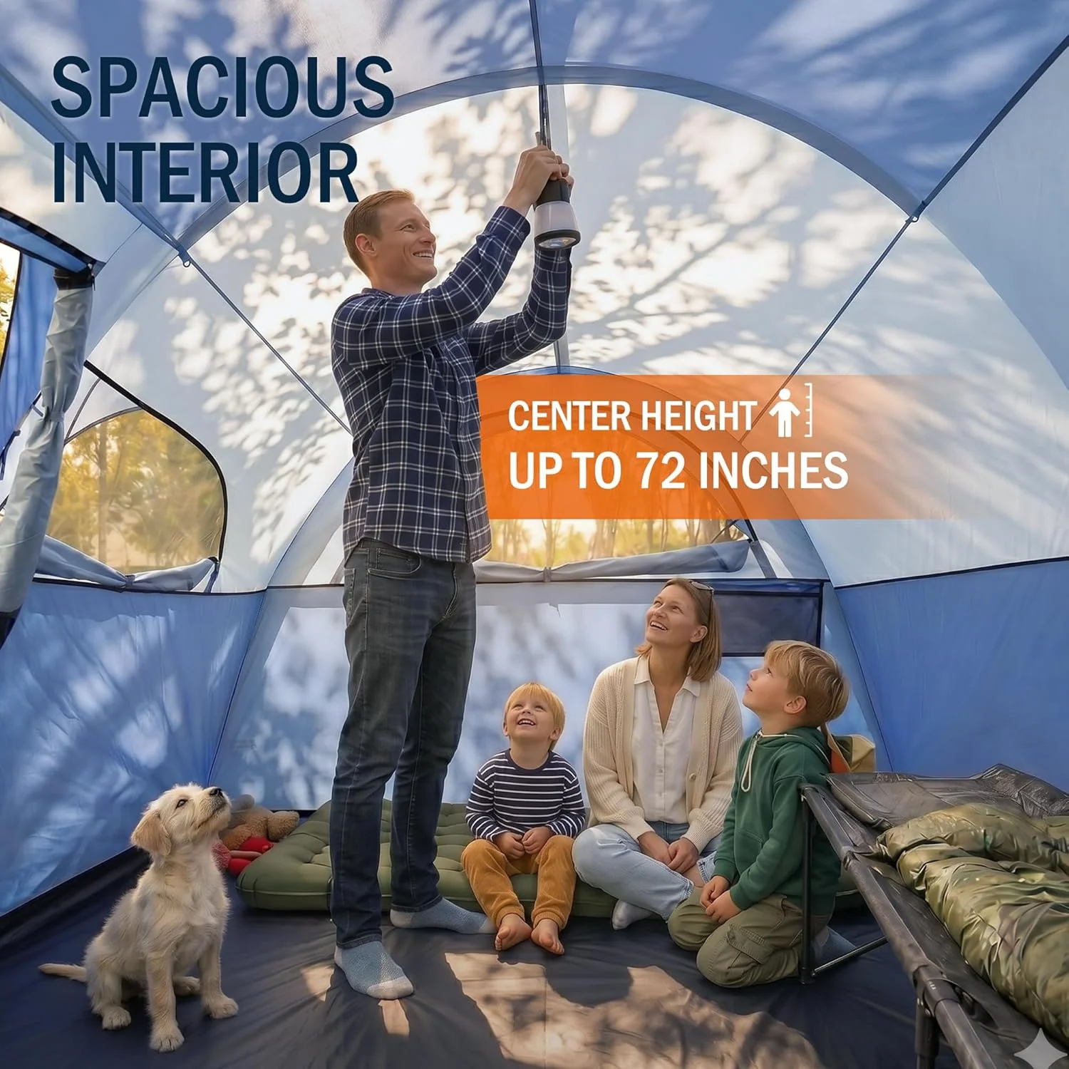 Camping Tent for 8 Person, PU3000MM Waterproof Family Tent with Rainfly, Large Roomy 3 Room Camping Tents with - Image 5