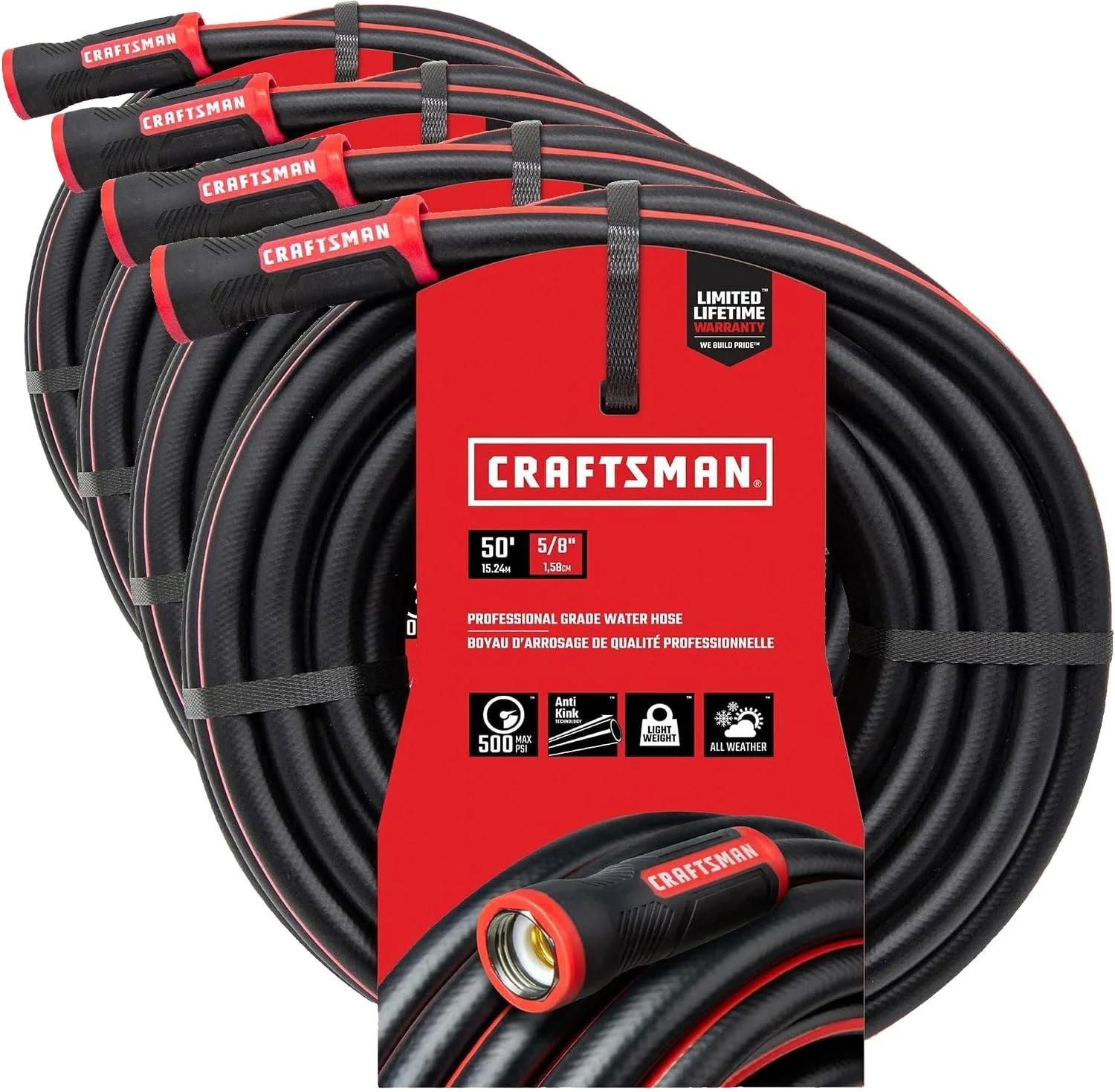 Heavy Duty Professional Grade Black Garden Hose, 100 Feet x 5/8 Inch - Image 3